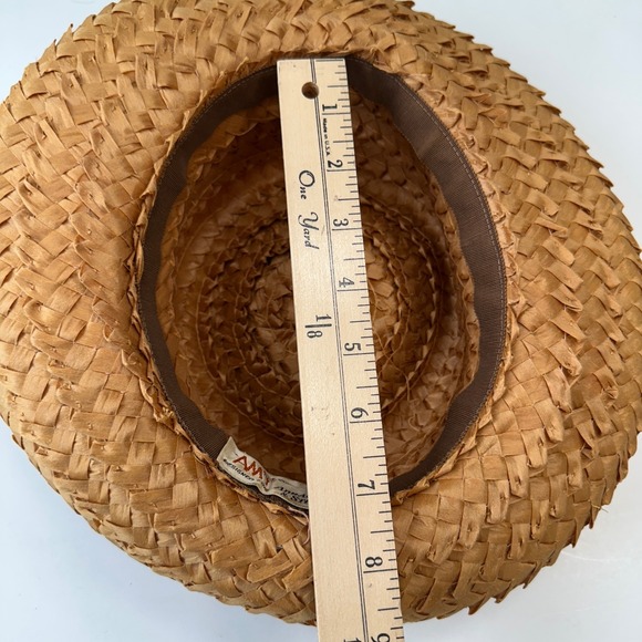 Vintage Amy New York Straw Boater Hat Abraham Straus Ribbon Accent - Picture 9 of 10